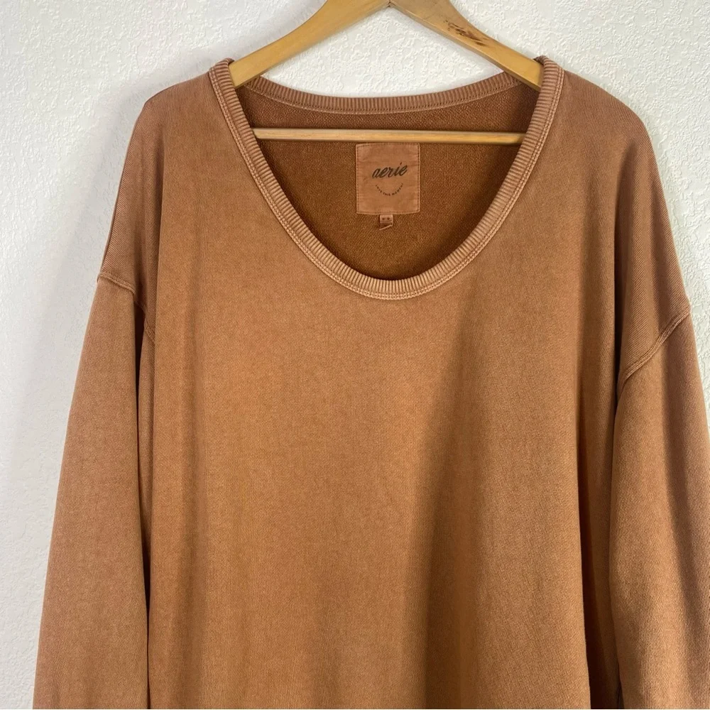 Aerie Burnt Orange Tan Oversized Pullover Sweater